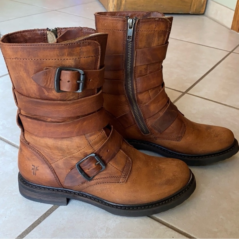Frye Veronica Tanker Congnac Leather Boot size 7